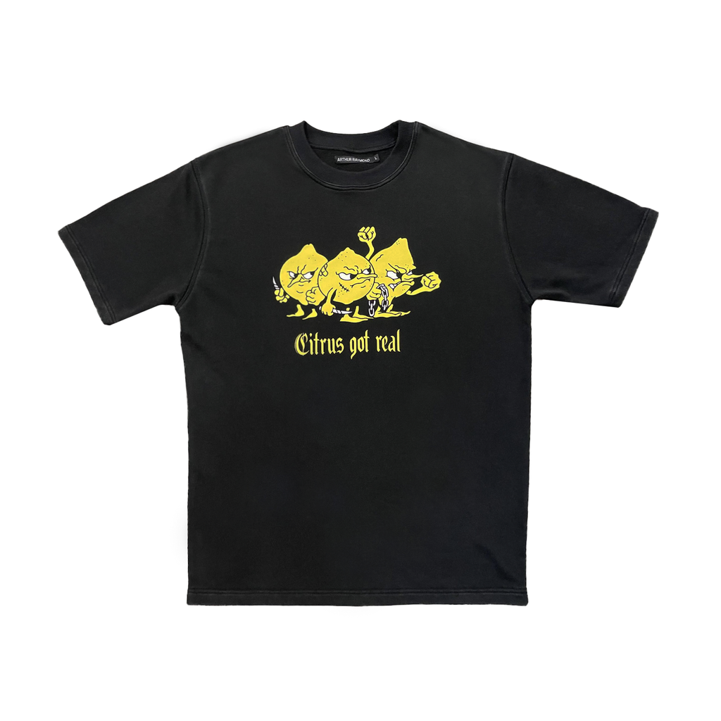 Hard Lemon Graphic Heavy T-Shirt - Vintage Washed Black | Arthur