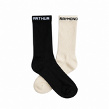 Luxury Bamboo Sports Socks Twin Pack - Black & Ivory