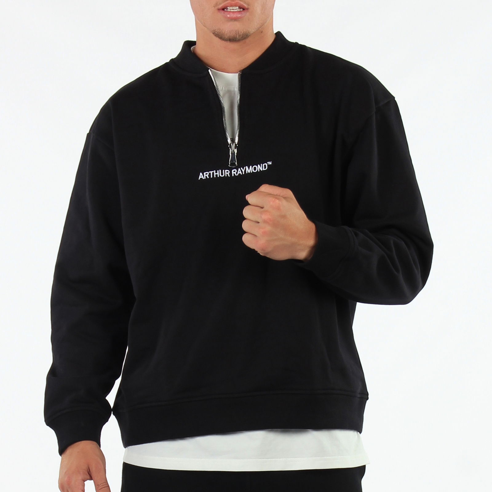 Nostalgic Quarter Zip Bomber - Black | Arthur Raymond Athletics
